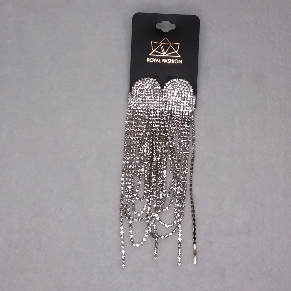 Multi Dangle Pierce Earrings Silver Tone Royal Fashion